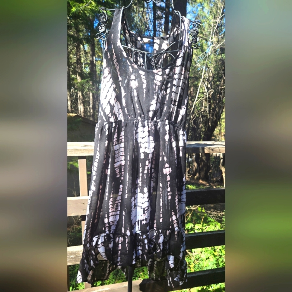 Xhiliration tye dye Black White Women's Dress/swim cover-up szXL NWT - Picture 1 of 7